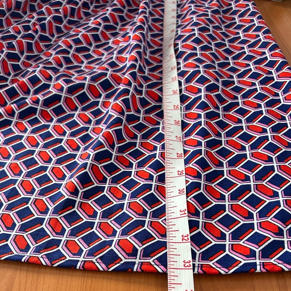 NWOT Kensie Geometric A-Line Midi Skirt in Pink and Blue - Picture 10 of 12